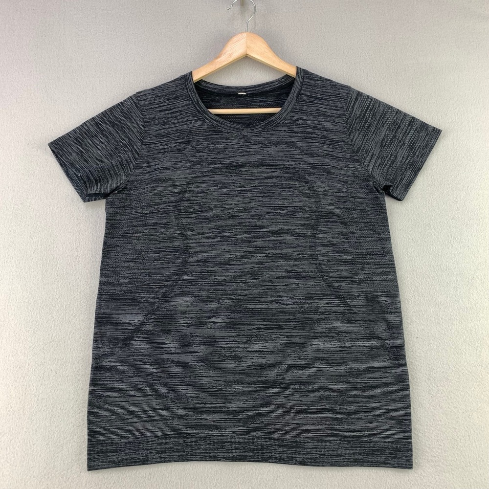 lululemon Swiftly Tech Short Sleeve T-Shirt Womens 10 Black Space Dye Athletic